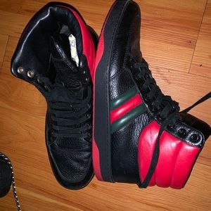 Gucci black leather high tops